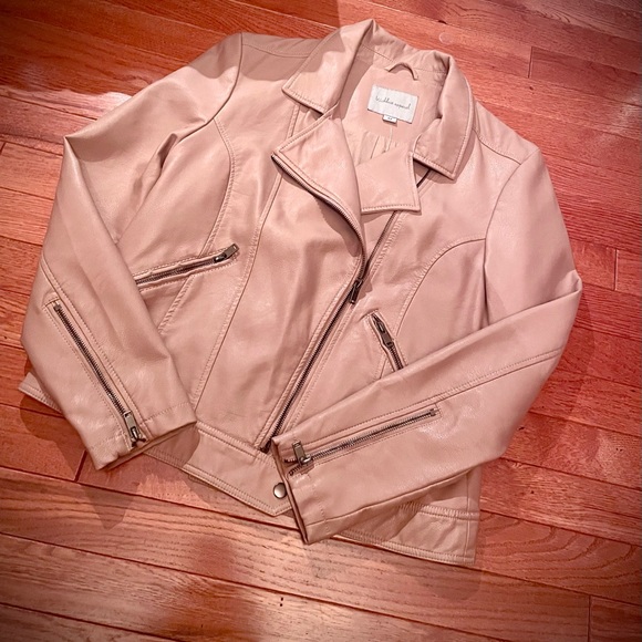 New women’s vegan leather mauve nude moto jacket size M - Picture 11 of 16